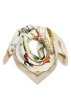 Echo Animal Menagerie Silk Square Scarf In Cream