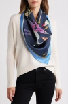 Echo The Menagerie Silk Square Scarf In Navy