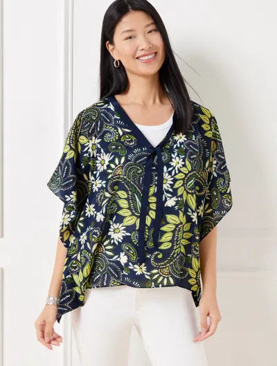Echo Tie Neck Topper - Paisley Blooms - Ink - L/xl Talbots