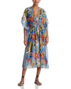 Echo Tile Floral Maxi Caftan Swim Cover-up In Vista Blue
