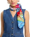 Echo Tropical Floral Silk Square Scarf In Vista Blue