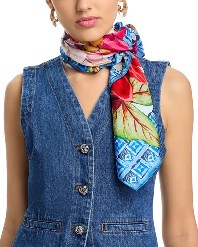 Echo Tropical Floral Silk Square Scarf In Vista Blue