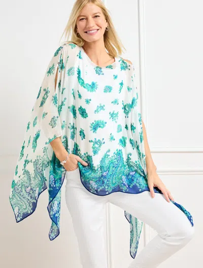 Echo Two-way  Poncho - Floral Paisley - White - S/m Talbots