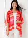 Echo Watercolor Stripe Ruana - Raspberry - S/m Talbots