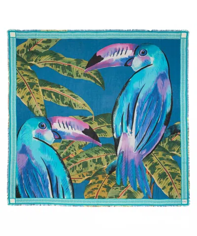 Echo Women's Two Toucans Square Scarf In Sea Blue