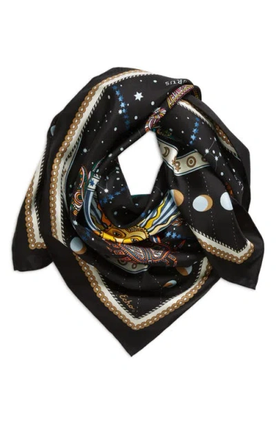 Echo Written In The Stars Silk Square Scarf In Black