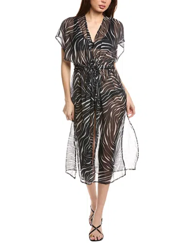 Echo Zebra Longline Beach Robe In Black