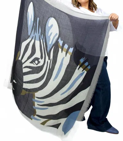 Echo Zebra Wool Scarf In Black Multi In Animal Print
