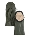Echo Zip Top Faux Fur Mittens In Green