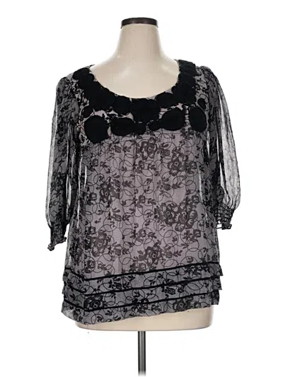 Pre-owned Eci 3/4 Sleeve Blouse In Black