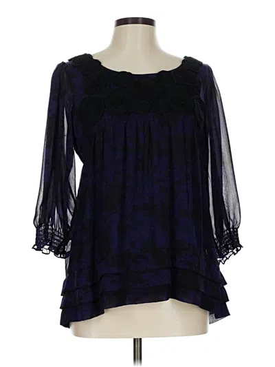 Pre-owned Eci 3/4 Sleeve Blouse In Blue