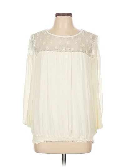 Pre-owned Eci 3/4 Sleeve Blouse In White