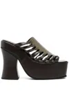 Eckhaus Latta 135mm Twist-detail Leather Mules In Green
