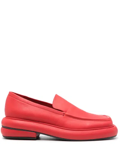 Eckhaus Latta 50mm Square-toe Leather Loafers In Red Leather