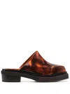 Eckhaus Latta Square-toe Leather Mules In Brown