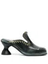 Eckhaus Latta 75mm Square-toe Leather Mules In Black