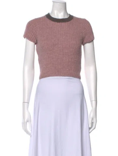 Pre-owned Eckhaus Latta Alpaca Crew Neck Crop Top In Pink