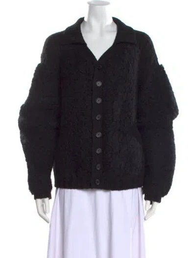 Pre-owned Eckhaus Latta Alpaca V-neck Sweater In Black
