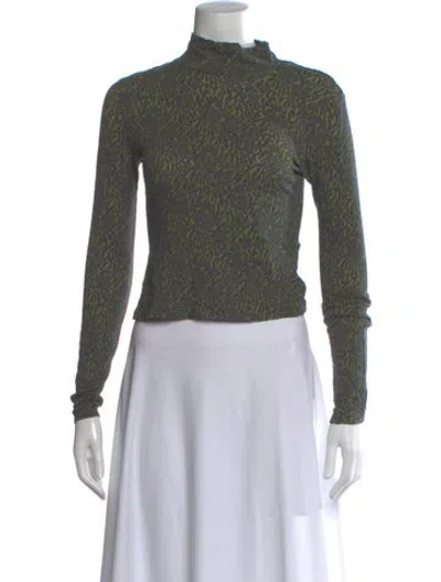 Pre-owned Eckhaus Latta Animal Print Mock Neck Top In Green