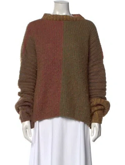 Pre-owned Eckhaus Latta Baby Alpaca Colorblock Pattern Sweater In Brown
