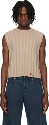 Eckhaus Latta Keyboard Rib Merino Wool Sweater Vest In Dune