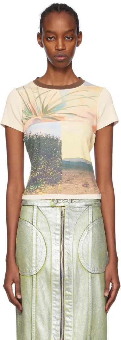 Eckhaus Latta Beige Printed T-shirt In Collage