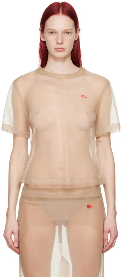 Eckhaus Latta Beige Sculpt T-shirt In Champagne