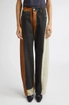 Eckhaus Latta Bend Colorblock Twisted Seam Jeans In Blue
