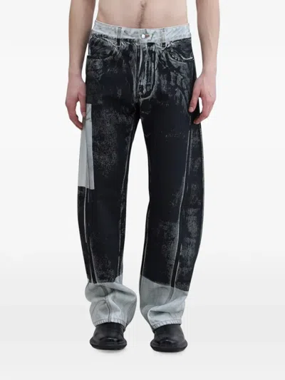 Eckhaus Latta Bend Hand-painted Jeans In Black