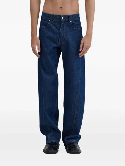 Eckhaus Latta Bend Twisted-seam Jeans In Blue