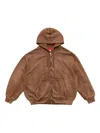 Eckhaus Latta Bison Zip-front Hoodie In Brown