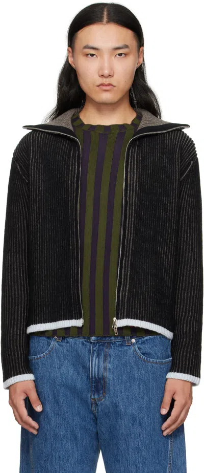 Eckhaus Latta Black & Brown Huddle Zip Sweater