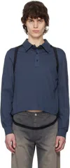 Eckhaus Latta Black & Navy Hugging Polo In Blackberry