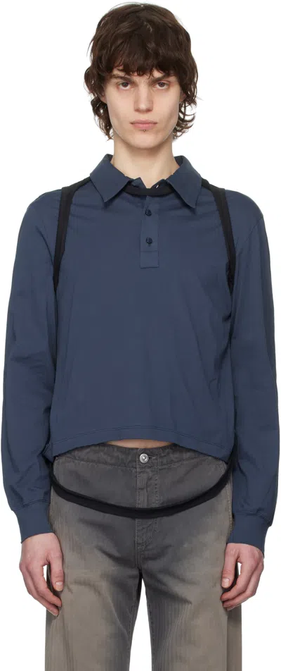 Eckhaus Latta Black & Navy Hugging Polo In Blackberry