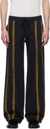 Eckhaus Latta Stripe-detail Drawstring Trousers In Darkroom