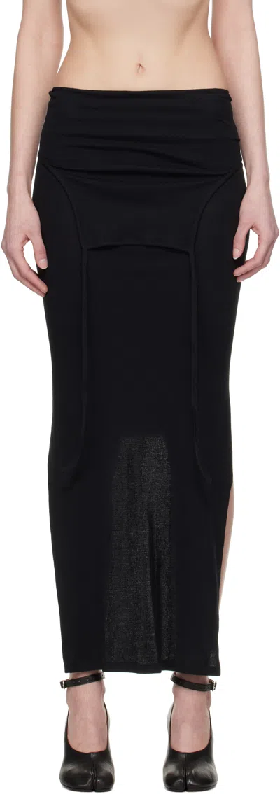Eckhaus Latta Black Flip Midi Skirt In Asphalt
