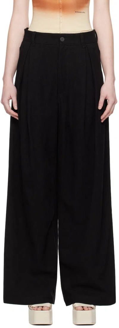 Eckhaus Latta Black Serra Trousers In Steel