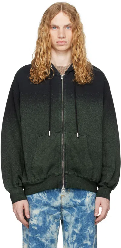 Eckhaus Latta Black Zip Hoodie In Astroturf