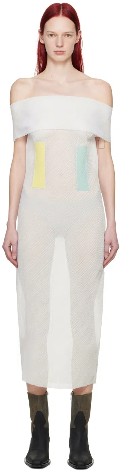 Eckhaus Latta Blue & White Alto Midi Dress In Magnolia