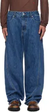 Eckhaus Latta Blue Bend Jeans In Blue