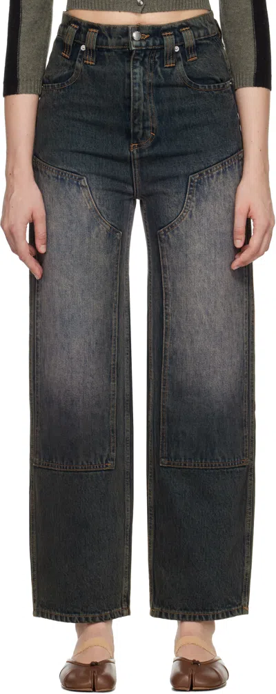 Eckhaus Latta Blue Double Knee Baggy Jeans In Gray