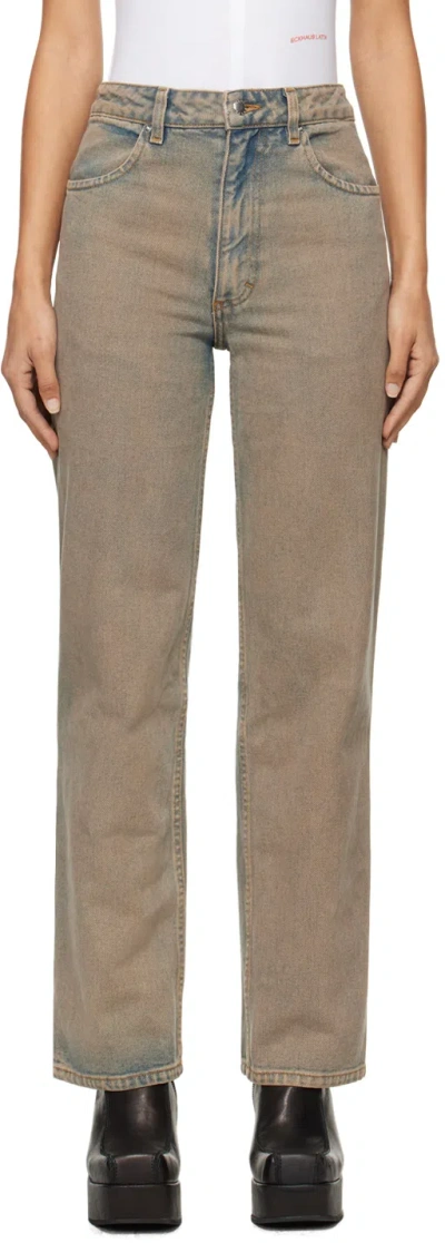 Eckhaus Latta Blue Wide Leg Jeans In Sand