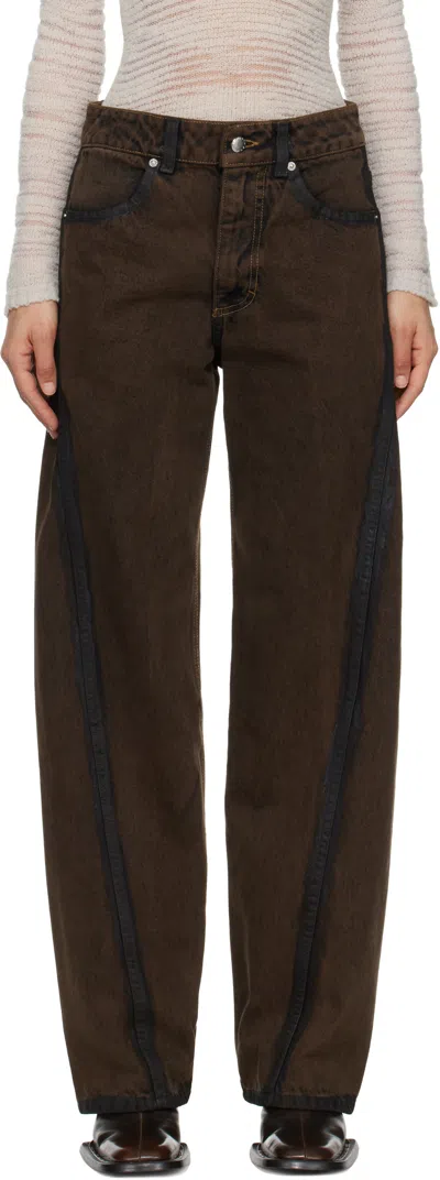 Eckhaus Latta Brown Bend Jeans In Outline