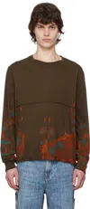 Eckhaus Latta Brown Lapped Long Sleeve T-shirt In Oil