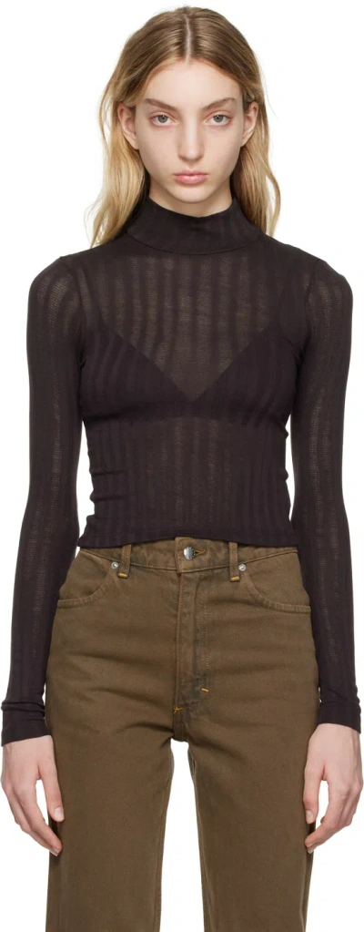 Eckhaus Latta Brown Shrunk Turtleneck In Ripple