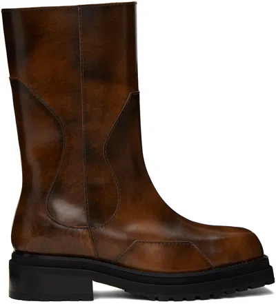 Eckhaus Latta Brown Stacked Boots
