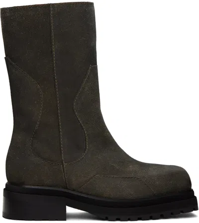 Eckhaus Latta Brown Stacked Boots In Grey