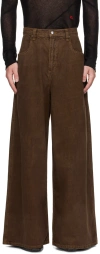 ECKHAUS LATTA BROWN ULTRA WIDE LEG JEANS