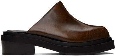 Eckhaus Latta Brown Zoe Clogs In Dark Brown Antik