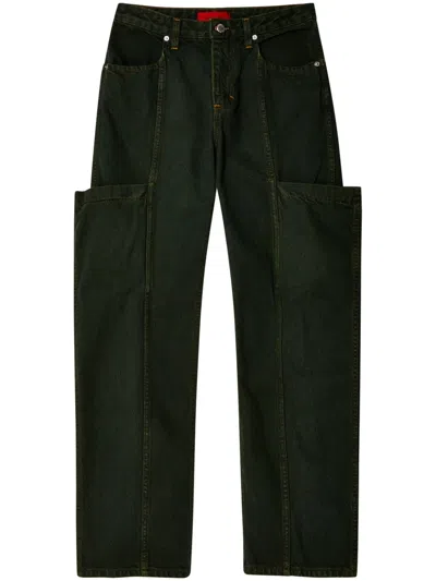 Eckhaus Latta Cargo-pocket Straight-leg Jeans In Black